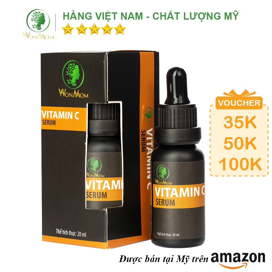 [ Giảm 35K - Đơn 339K ] Serum Vitamin C Giúp Trắng Hồng, Tái Tạo Da Mặt Wonmom 20ml