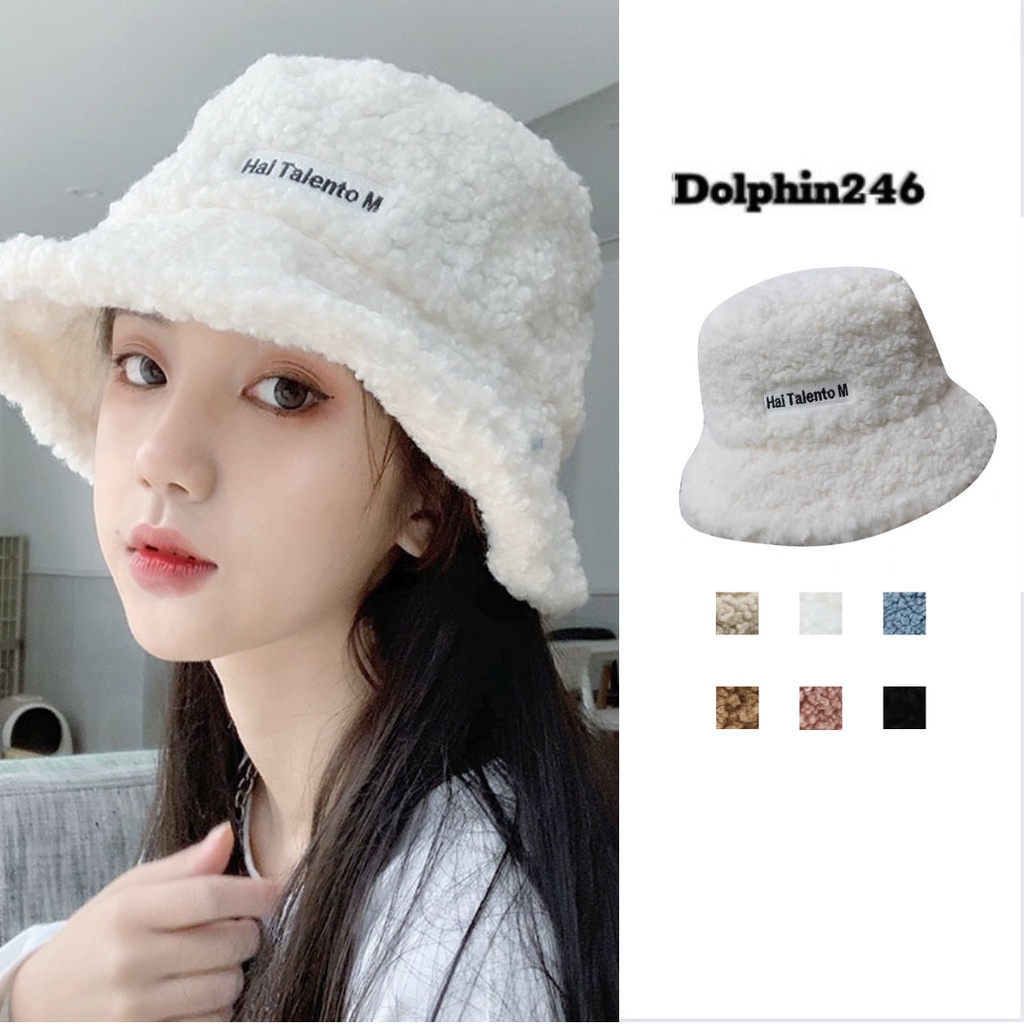 Mũ bucket lông cừu phong cách Hàn Quốc hot hit mềm mại