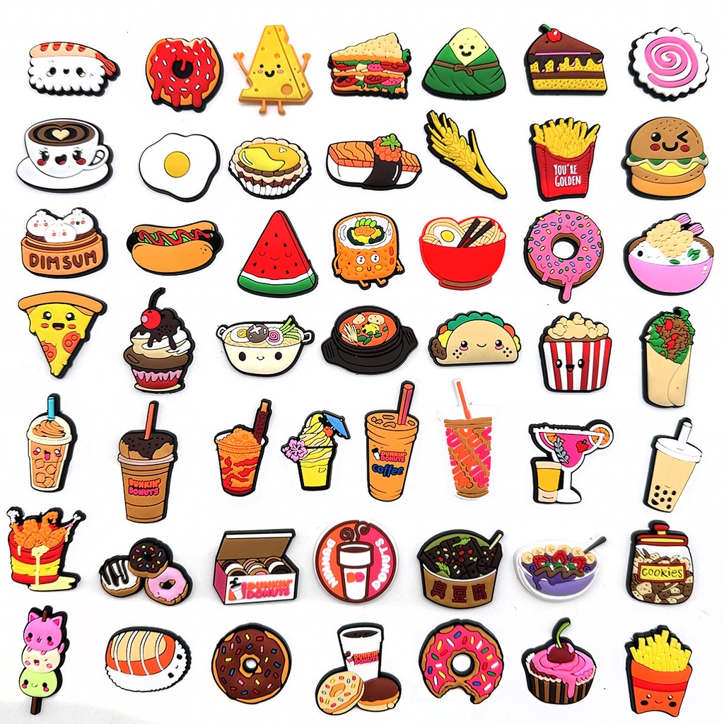 Dép Crocs Trang Trí Hình Bánh Donut Thức Ăn Hoạt Hình Dễ Thương Có Khóa Cài Làm Quà Tặng Cho Trẻ Em