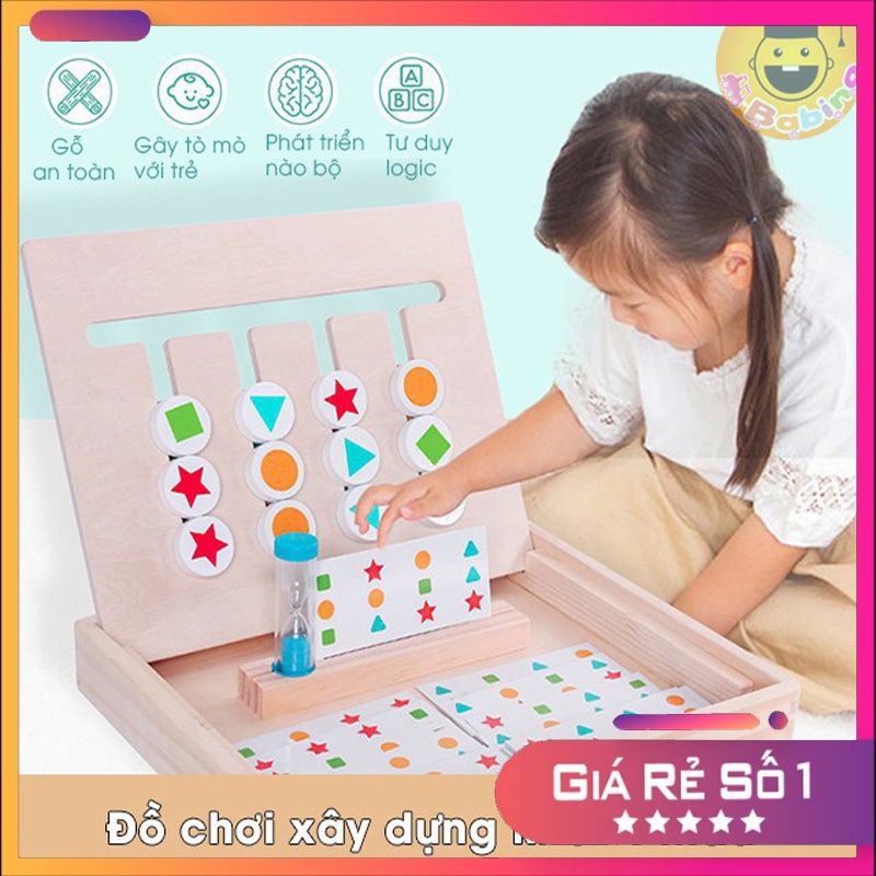 Đồ Chơi Toán Logic 4 màu- Ghép Hình Theo Mẫu Kèm Đồng Hồ Cát- Four Color Game