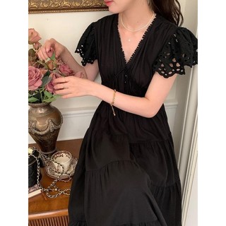 Maxi eo chun tay eyelet 2 màu AfterBefore
