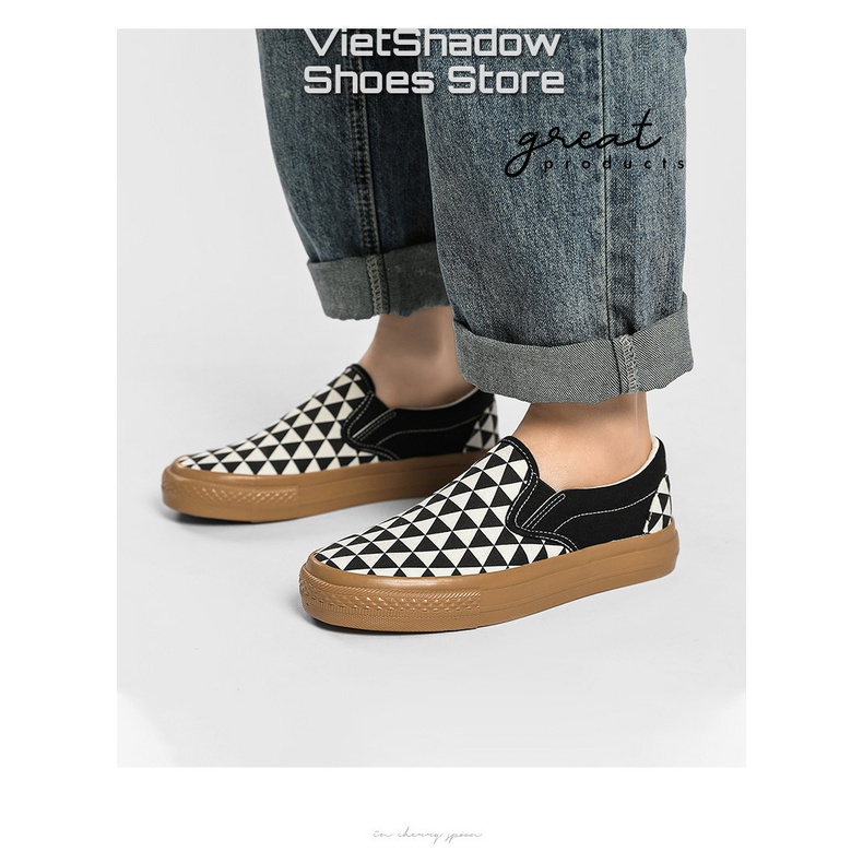 Slipon nữ - Giày lười vải carro dáng Vans - Chất liệu vải thô thoáng khí, đế cao su chống trơn trượt - Mã SP 812
