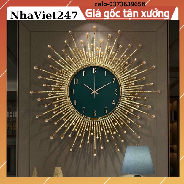 Đồng Hồ Treo Tường Trang Trí đính đá cao cấp-Kt-88cm-tranh Nhaviet247 decor kim loại đẹp,rẻ-quà tặng ý ngĩa- bh 5 năm