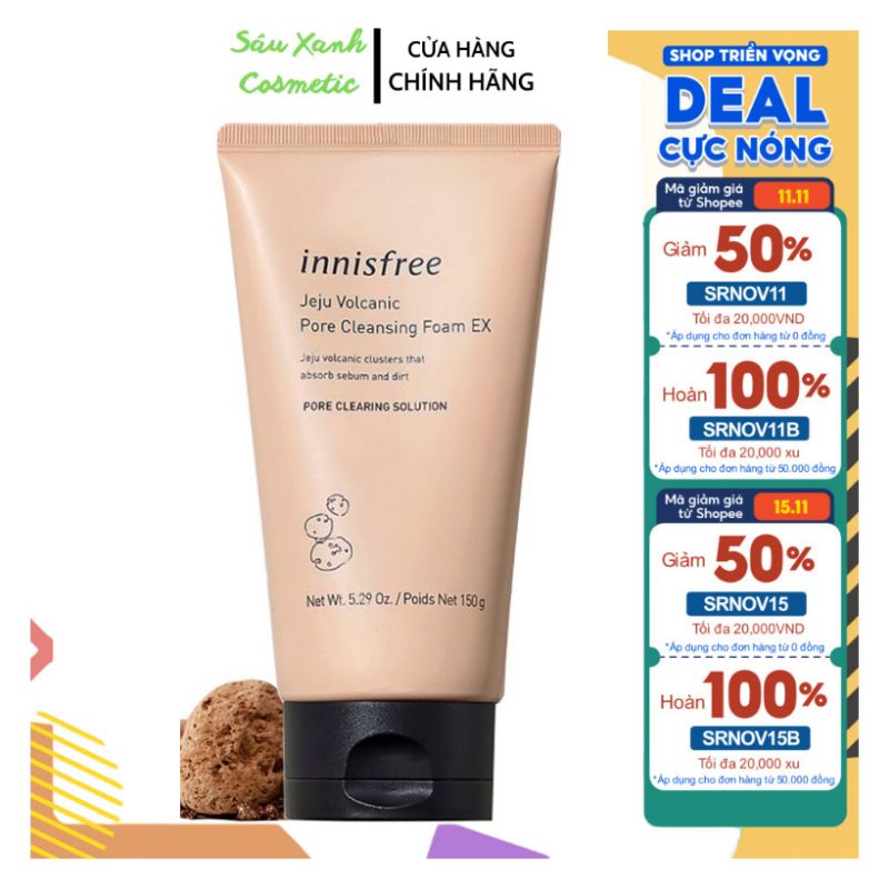 Sữa rửa mặt tro núi lửa innisfree Volcanic Pore Cleansing Foam 150ml
