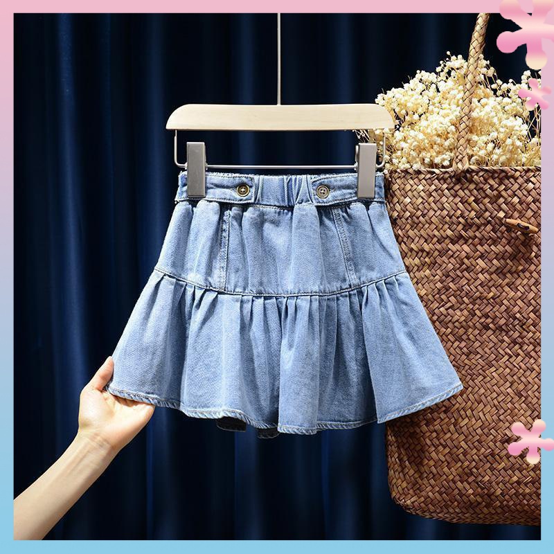 Chân Váy denim Mỏng Xếp Ly Thời Trang Mùa Hè Hàn Quốc 2023 Cho Bé Gái