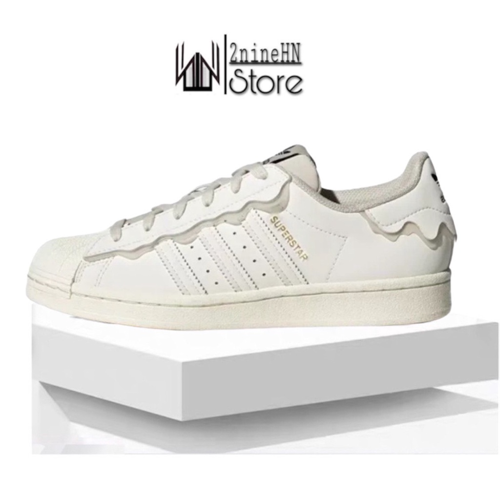 Giày Superstar Cloud White,Giày thể thao adidas superstar màu kem bản đẹp full box bill,tặng tất kèm box bảo vệ.