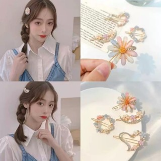 Kẹp tóc đính đá hình hoa cúc / mặt trăng thời trang cho nữ