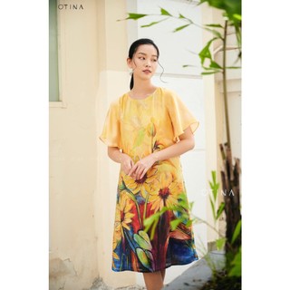 Đầm nữ thiết kế 𝐎𝐓𝐈𝐍𝐀 𝐅𝐀𝐒𝐇𝐈𝐎𝐍 đầm lụa hướng dương vàng