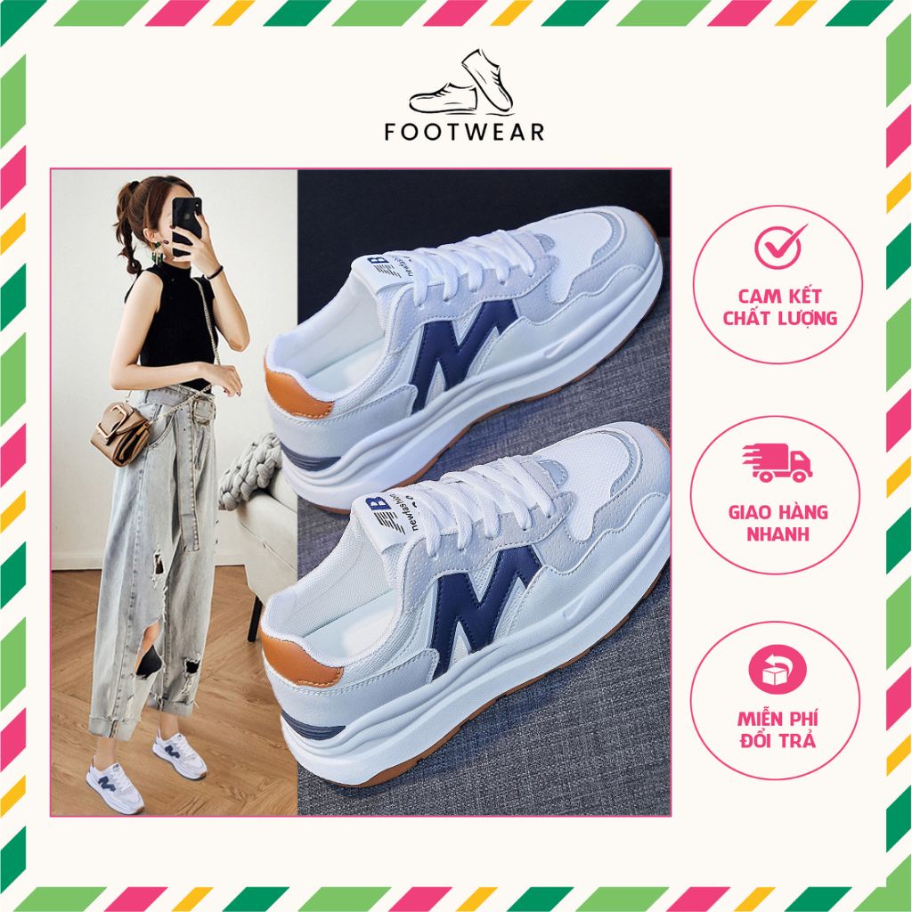 giày thể thao nữ trắng, sneaker nữ thiết kế độc lạ, đẹp mắt tăng chiều cao