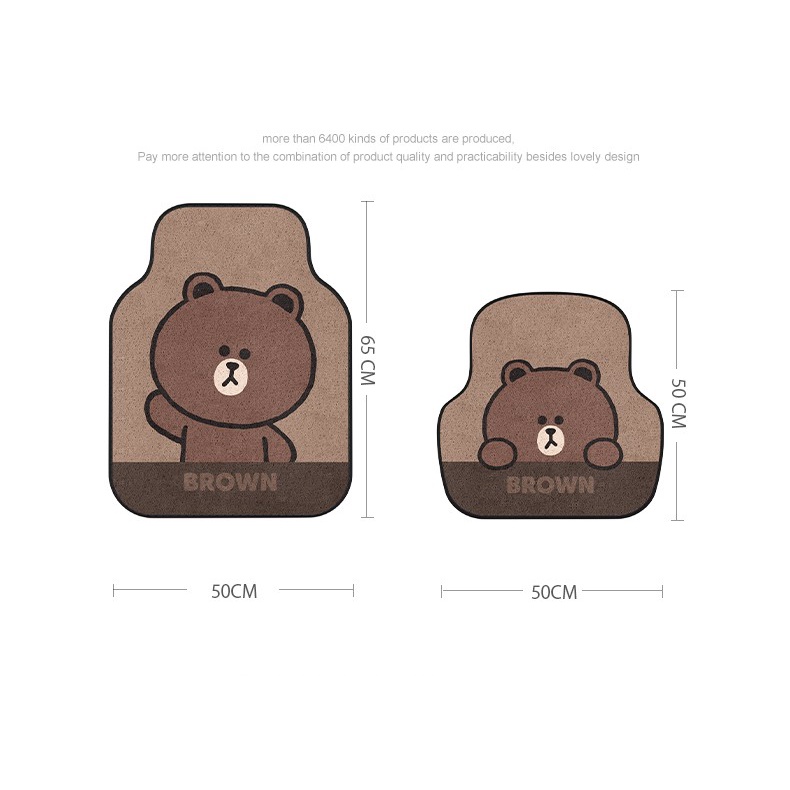 THẢM LÓT SÀN XE Ô TÔ HÌNH GẤU BROWN LINE FRIENDS DỄ THƯƠNG