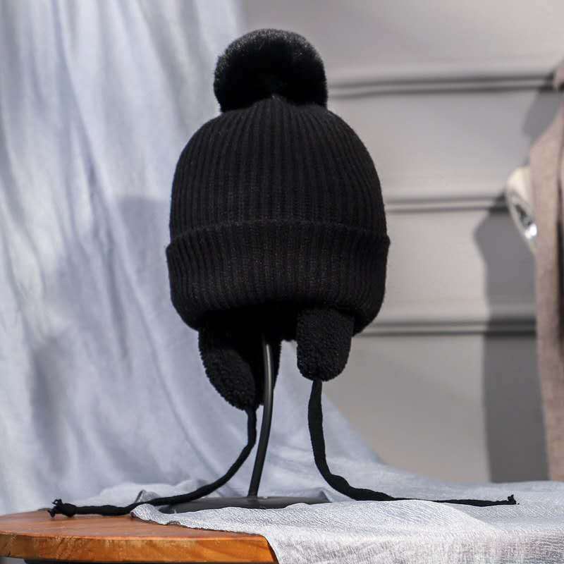 Mũ Len Dệt Kim Lót Lông Cừu Giữ Ấm Tai Thời Trang Thu Đông Dành Cho Bé Trai Và Bé Gái