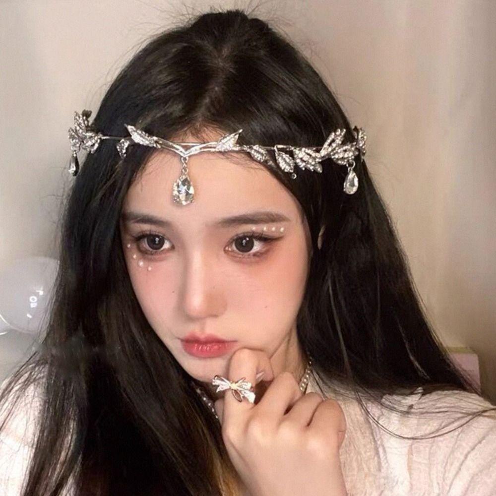 Băng Đô Cài Tóc Hình Giọt Nước Họa Tiết Lông Mày Phong Cách Retro BERNARDO|Vương Miện Cô Dâu Thiết Kế Sang Trọng Cao Cấp