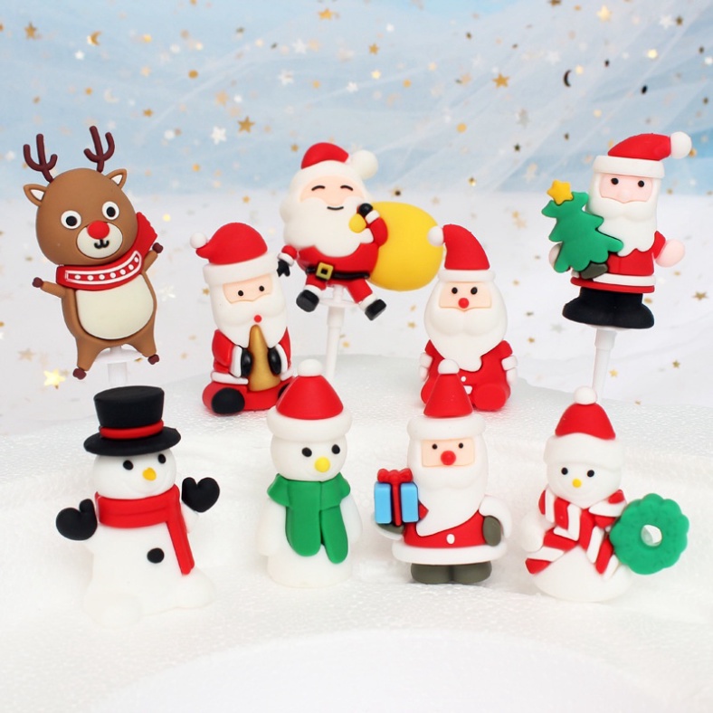 Trang trí bánh noel giáng sinh   ông già noel sicon đặc siêu đẹp
