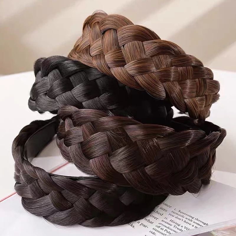 Cài Tóc Giả Thắt Bím / Băng Đô Bản Rộng Phong Cách Ngọt Ngào