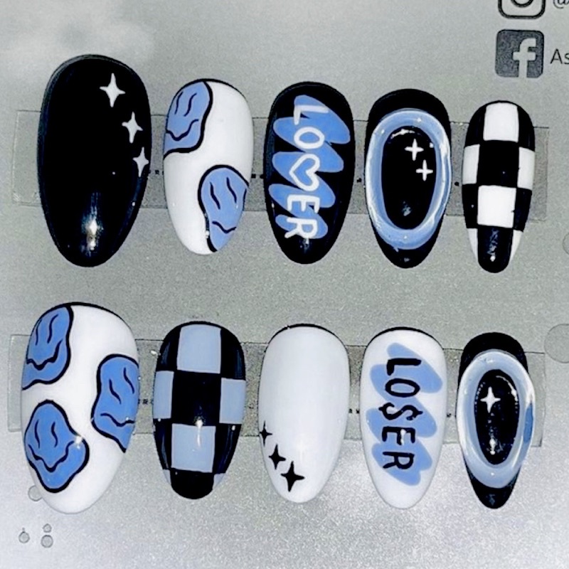 Nailbox vẽ cá tính dáng ngắn