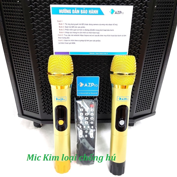 Loa kéo chính hãng AZPRO , AZ-1208-A bass 30-3 đường tiếng mẫu mới 10 núm chỉn- REVERB,Tặng 2 mic