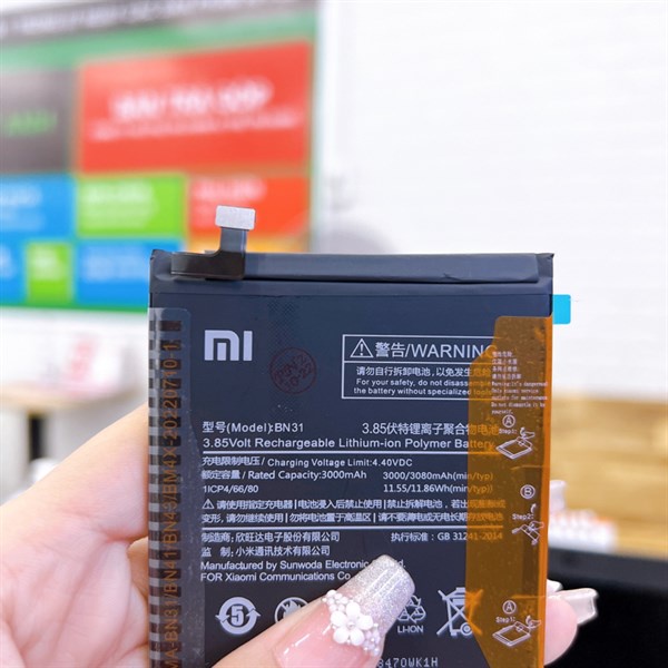 Pin mã BN31 dùng cho Redmi 5X / Redmi A1 / Redmi S2 / Redmi Note 5A / Redmi Note 5A Prime BN-31