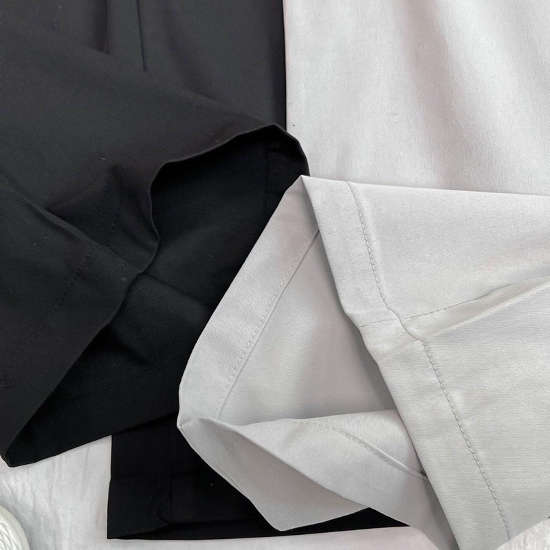 Quần kaki lưng cao DÂY RÚT 2 bên màu ĐEN/XÁM vải mềm dài suông ống rộng