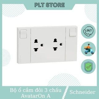  Bộ Ổ Cắm Đôi 3 Chấu 16A Có Công Tắc Schneider M3T_SIS_WE Dòng AvatarOn A 