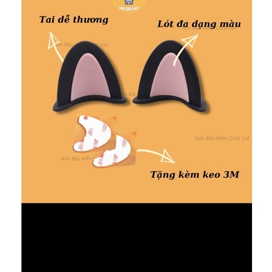 Tai mèo gắn nón bảo hiểm