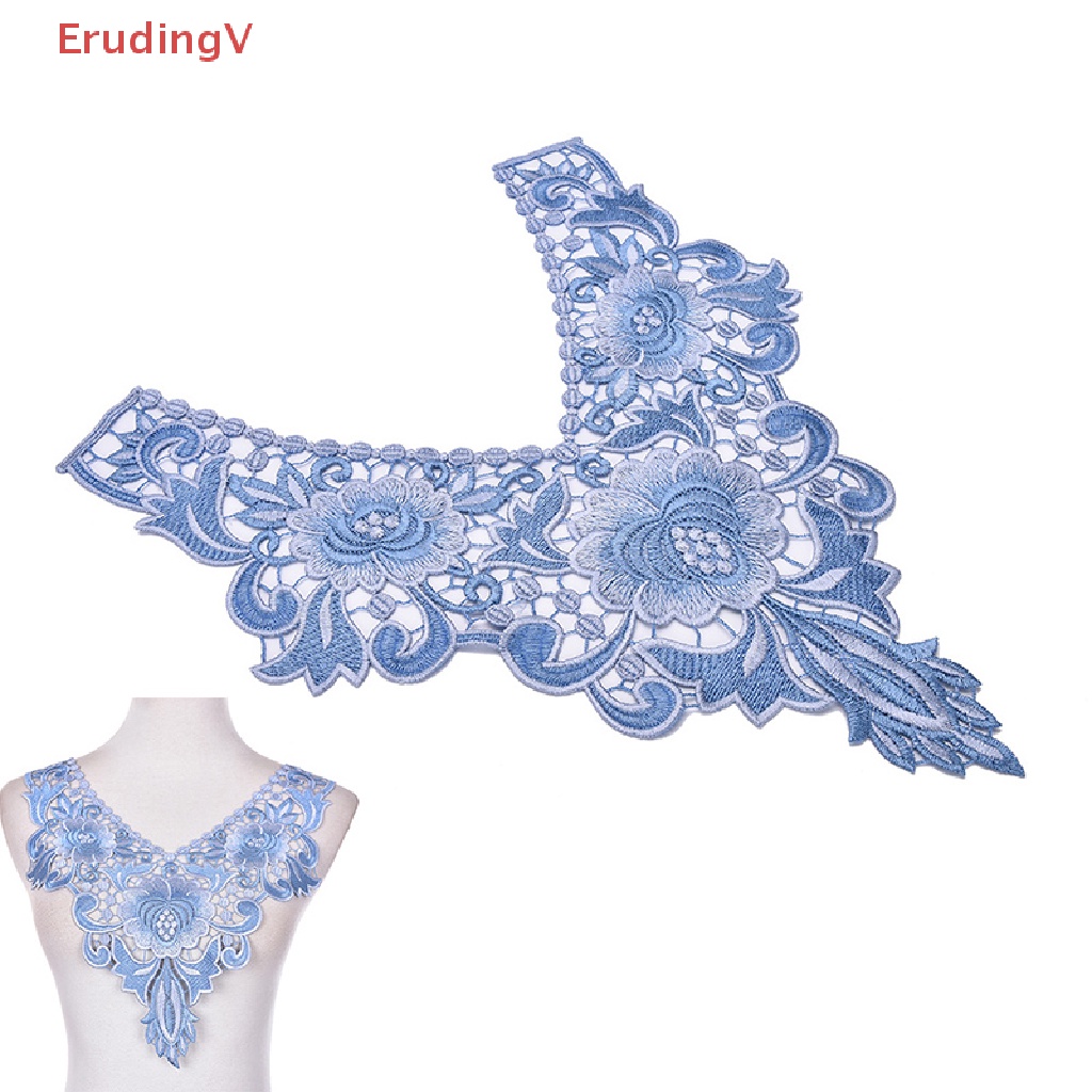 1 Miếng Vá Viền Cổ Áo Bằng Ren Thêu Hoa Xinh Xắn