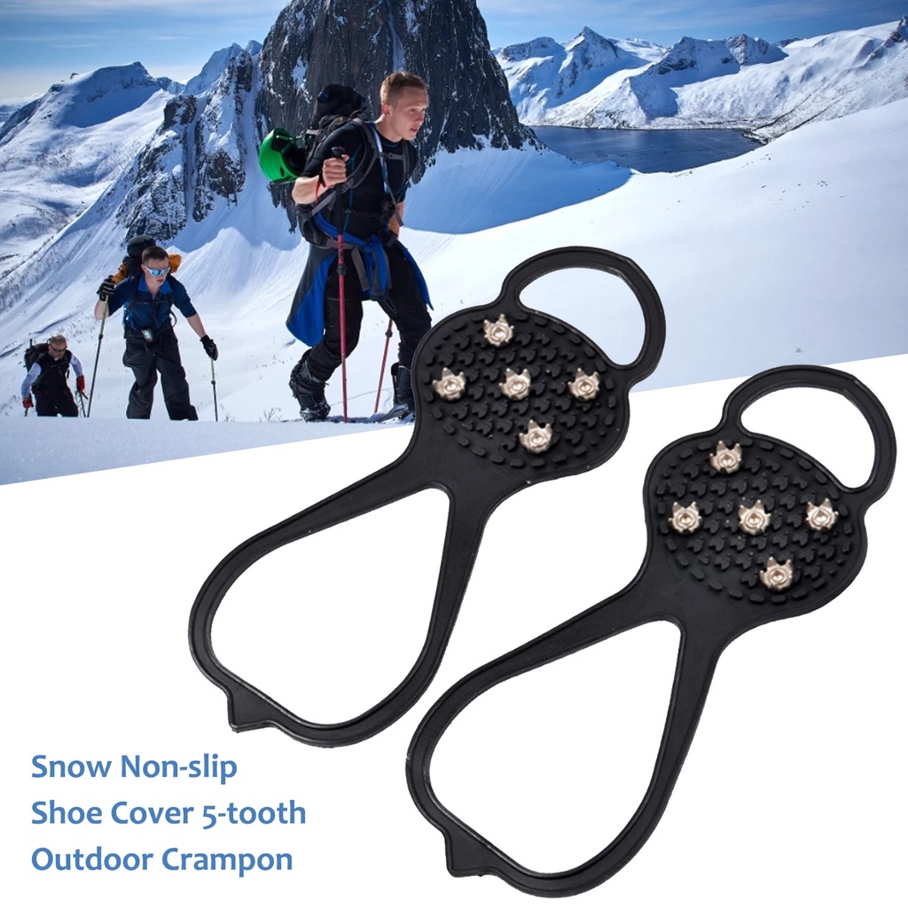 1 Cặp Vỏ Bọc Đế Giày Đi Tuyết 5 Răng Co Giãn Chống Trượt Tiện Dụng