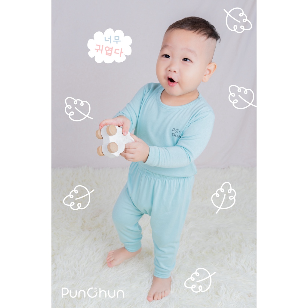 [PUNCHUN] Bộ dài tay bo Punchun xanh lá