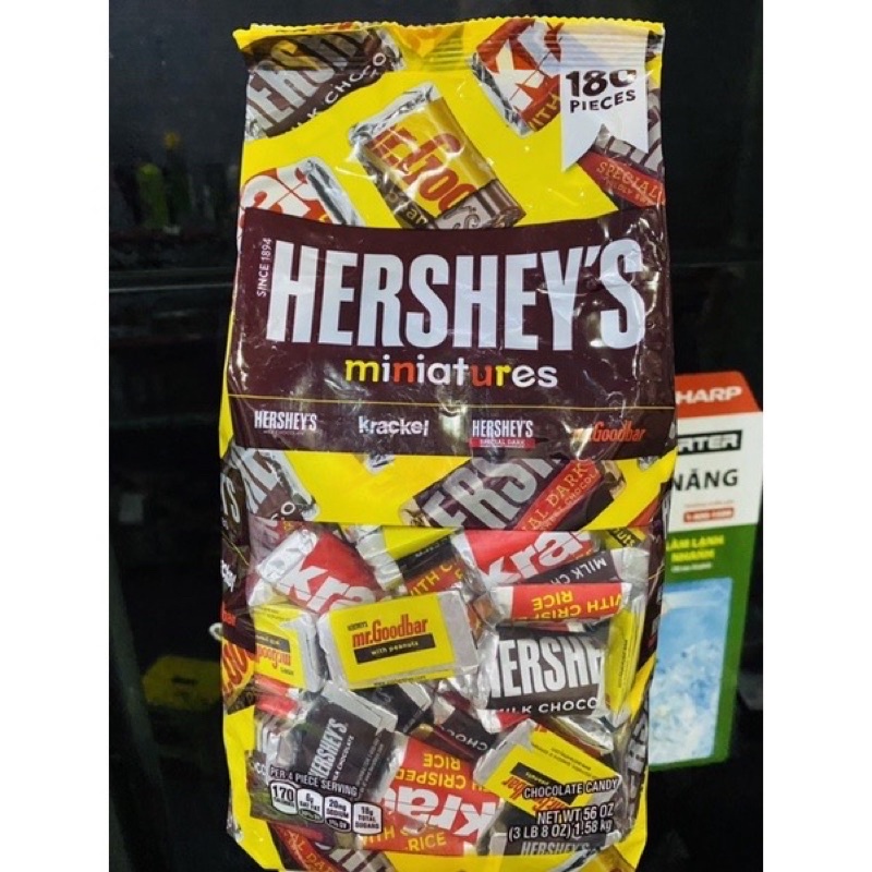 Kẹo Socola Hershey’s Miniatures 1.58kg size to 180 viên của Mỹ