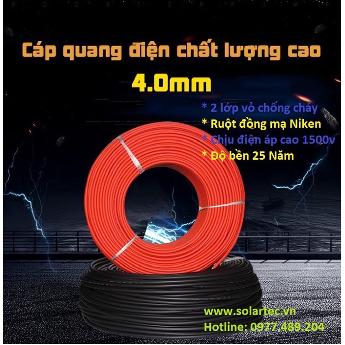 Dây điện năng lượng mặt trời DC 4.0mm2 hai lớp vỏ chống cháy ruột đồng mạ Niken