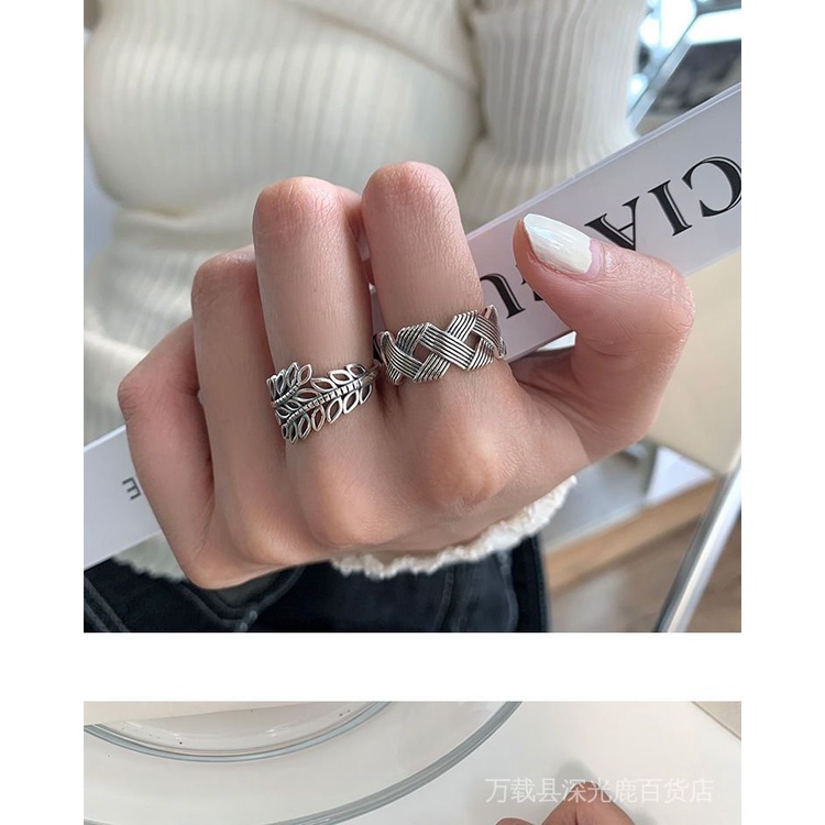 Nhẫn Hình Lá Mây Đan Rỗng Phong Cách Punk Đường Phố Cá Tính Thời Trang Cho Nữ Haobing boutiqu