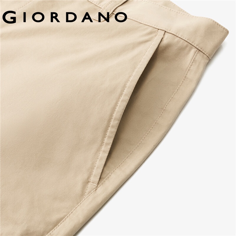 Quần short Giordano 01102302 ống rộng cạp trung bình chất liệu cotton thoải mái phối túi hộp thời trang mùa hè cho nam