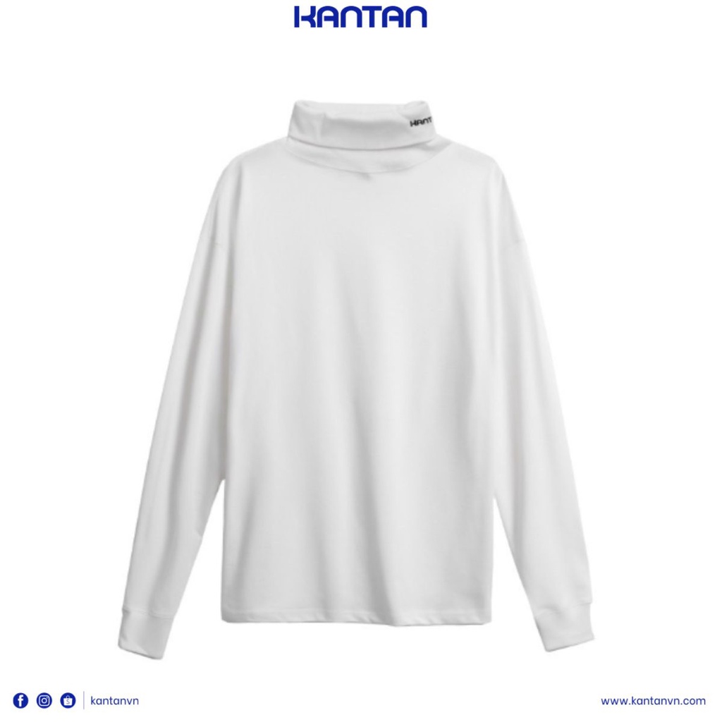 Áo thun cổ lọ tay dài thêu logo KANTAN