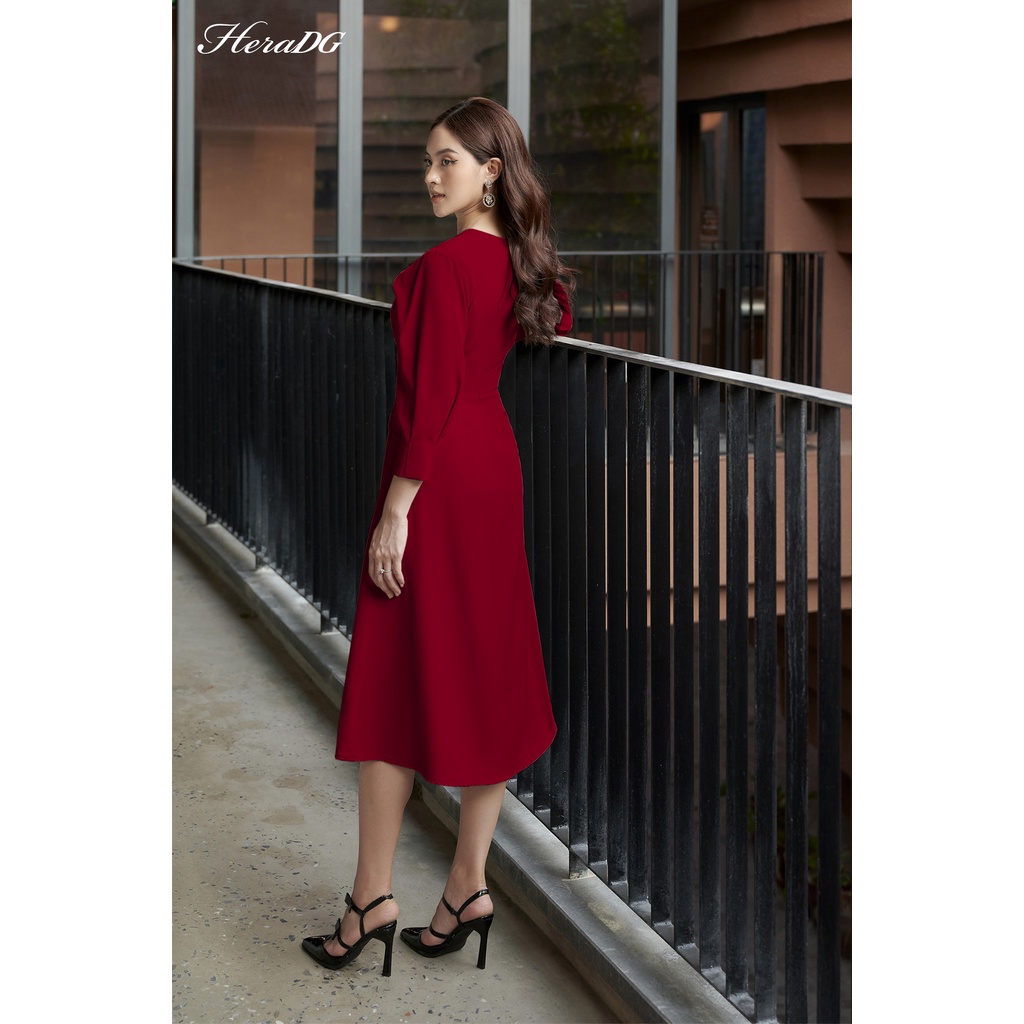 Đấm dáng xòe nhún cổ tay lỡ HeraDG thiết kế chiết ly tay thanh lịch WDPBB3002