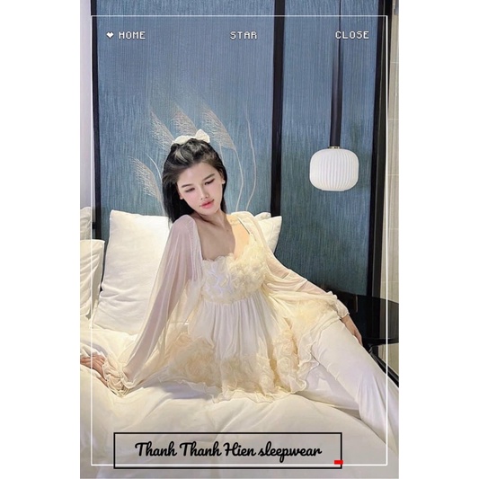 ♥️Hàng QC♥️Bộ ngủ ren bánh bèo hoa Hồng bồng bềnh hãng BLUE_Thanhhien997_ren cao cấp, Form vừa phải thoải mái 501.