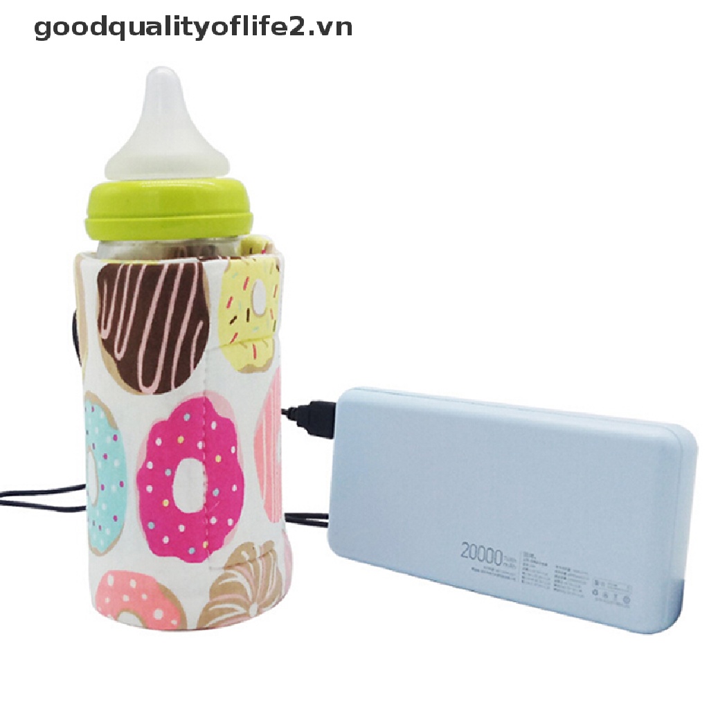 Túi Giữ Nhiệt Làm Ấm Bình Sữa Em Bé Mềm Mại Có Cổng USB Mang Đi Du Lịch Tiện Lợi