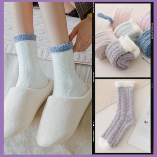 Tất chân nữ, vớ bông lông cừu Đơn sắc mềm mại ấm áp giữ ấm tuyệt đối cho đôi bàn chân