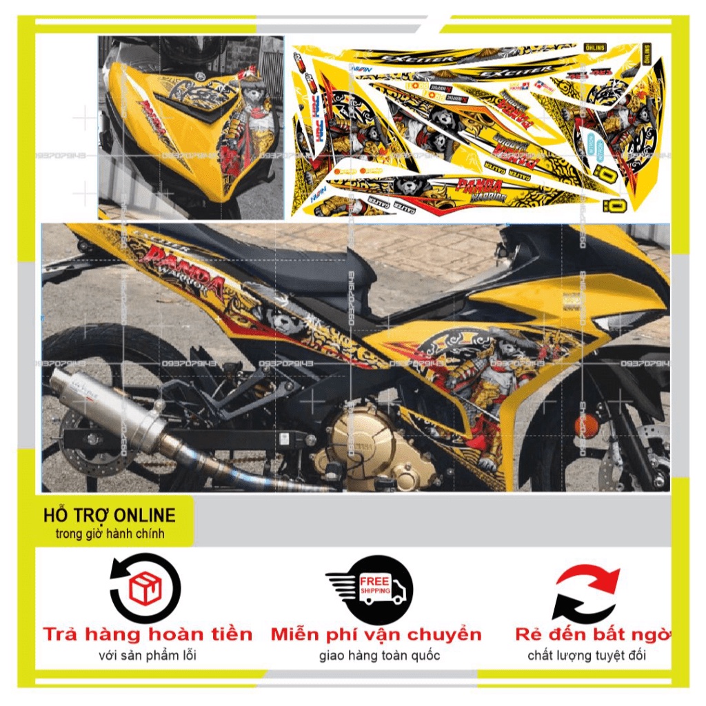 {SÀI GÒN-FREE SHIP] TEM RỜI EXCITER 150 GẤU TRÚC PANDA DÁN XE VÀNG
