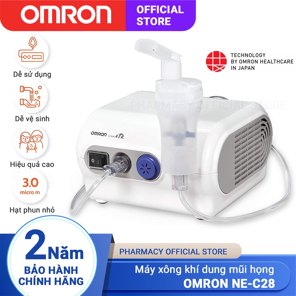 Máy Xông Khí Dung , Xông Mũi Họng Omron NE-C28 | Bảo Hành 24 Tháng