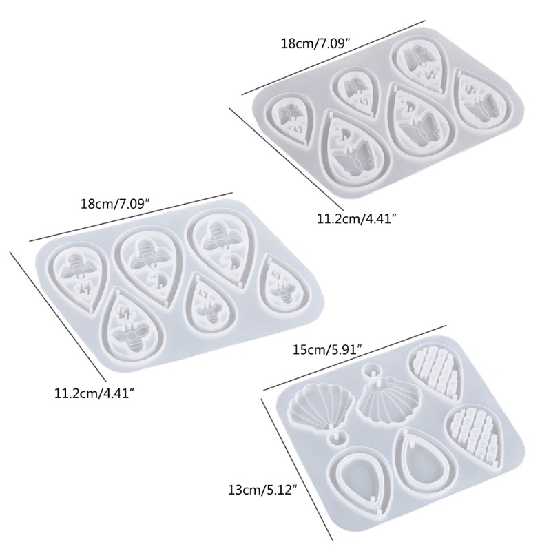 Khuôn Silicone Làm Mặt Trang Sức Hình Giọt Nước / Bướm / Ong Có Lỗ Treo