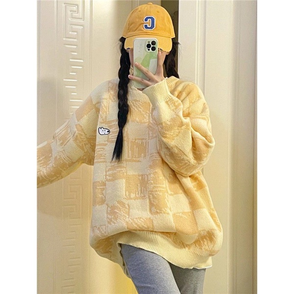 Áo Khoác Jacquard Màu Vàng Kem Hoạt Hình Ngọt Ngào Thời Trang Thu Đông Cho Học Sinh