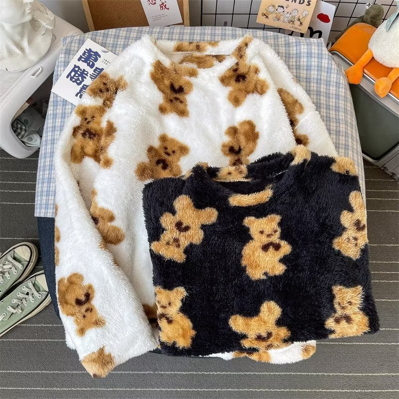 Áo sweater Tay Dài Cổ Tròn In Hình Gấu Hoạt Hình Phong Cách Hàn Quốc Thời Trang Thu Đông 2022 Cho Nam