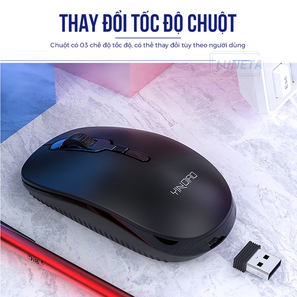 Bộ Bàn phím + Chuột Không Dây Luneta KB06 Không Ồn Thiết Kế Công Thái Học Khoảng Cách Kết Nối 10m