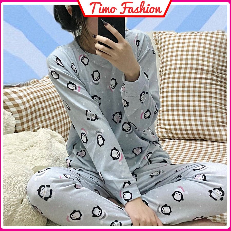 Pijama dài tay nữ, bộ ngủ dài tay nữ mặc nhà in họa tiết siêu dễ thương, mềm mịn, dày dặn, phong cách Hàn Quốc, BO012