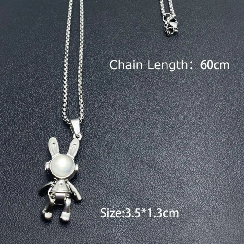 Vòng Cổ Nam Nữ Hình Con Thỏ Phi Hành Gia Thép Titan Không Gỉ - Vòng cổ Thỏ Mặt Trăng Phong Cách Đáng Yêu Hiện Đại