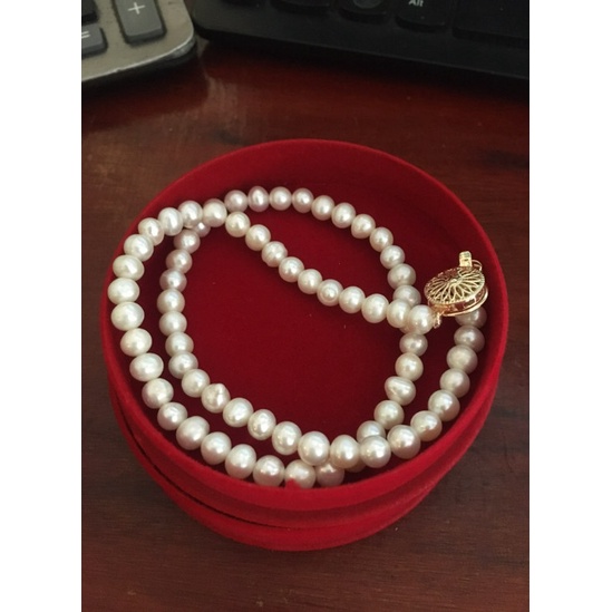 Vòng cổ hạt màu trắng 6ly