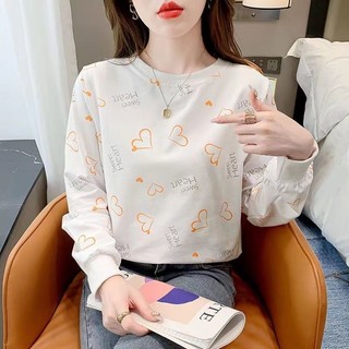 Áo thun nữ dài tay cổ tròn in chữ thời trang