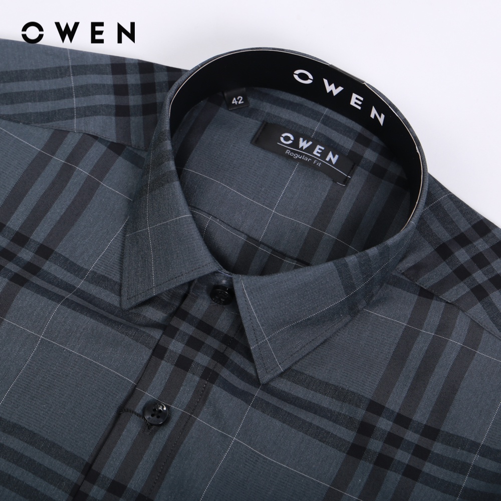 OWEN - Áo sơ mi dài tay Regular Fit Xanh rêu Cafe - AR220859DT