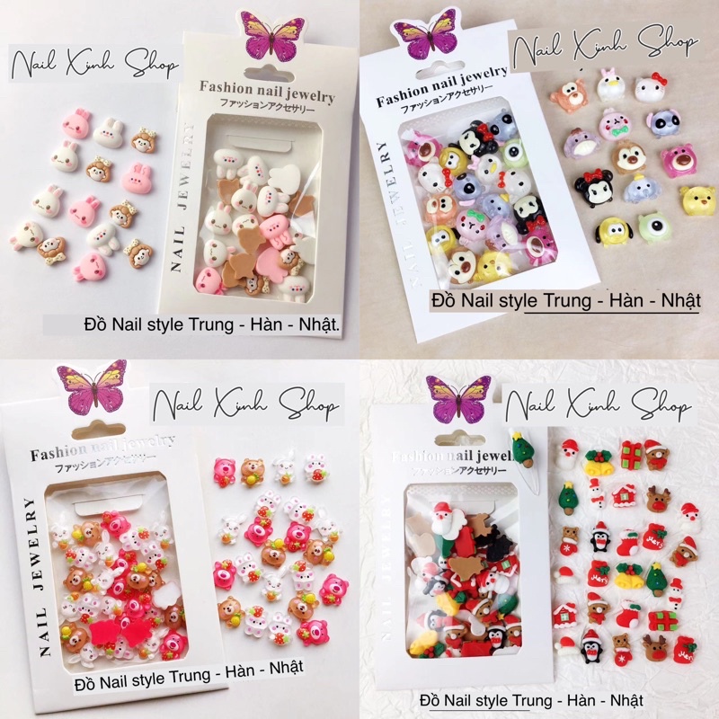 Set charm nail 3D nhiều chủ đề , phụ kiện nail hot Nail xinh shop