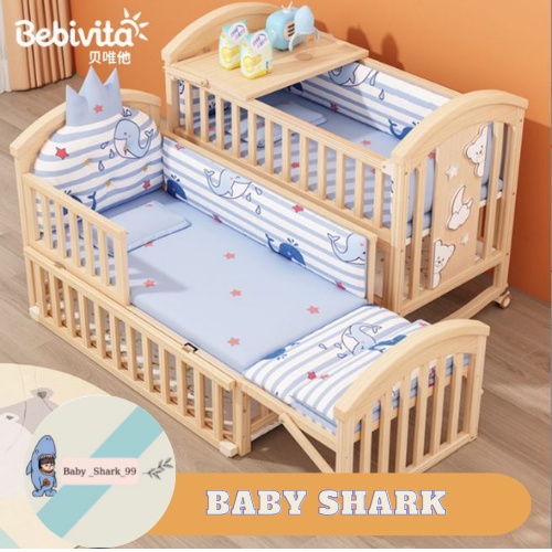 Cũi Cho Bé( Quây , Nệm ) ,Giường Cũi Cho Bé Chất Liệu Gỗ Thông Kích Thước 120 *70*105 cm