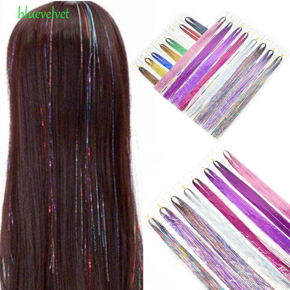 Dây Tóc Giả Bằng Lụa Kim Tuyến Lấp Lánh Màu Cầu Vồng Phong Cách Hippie